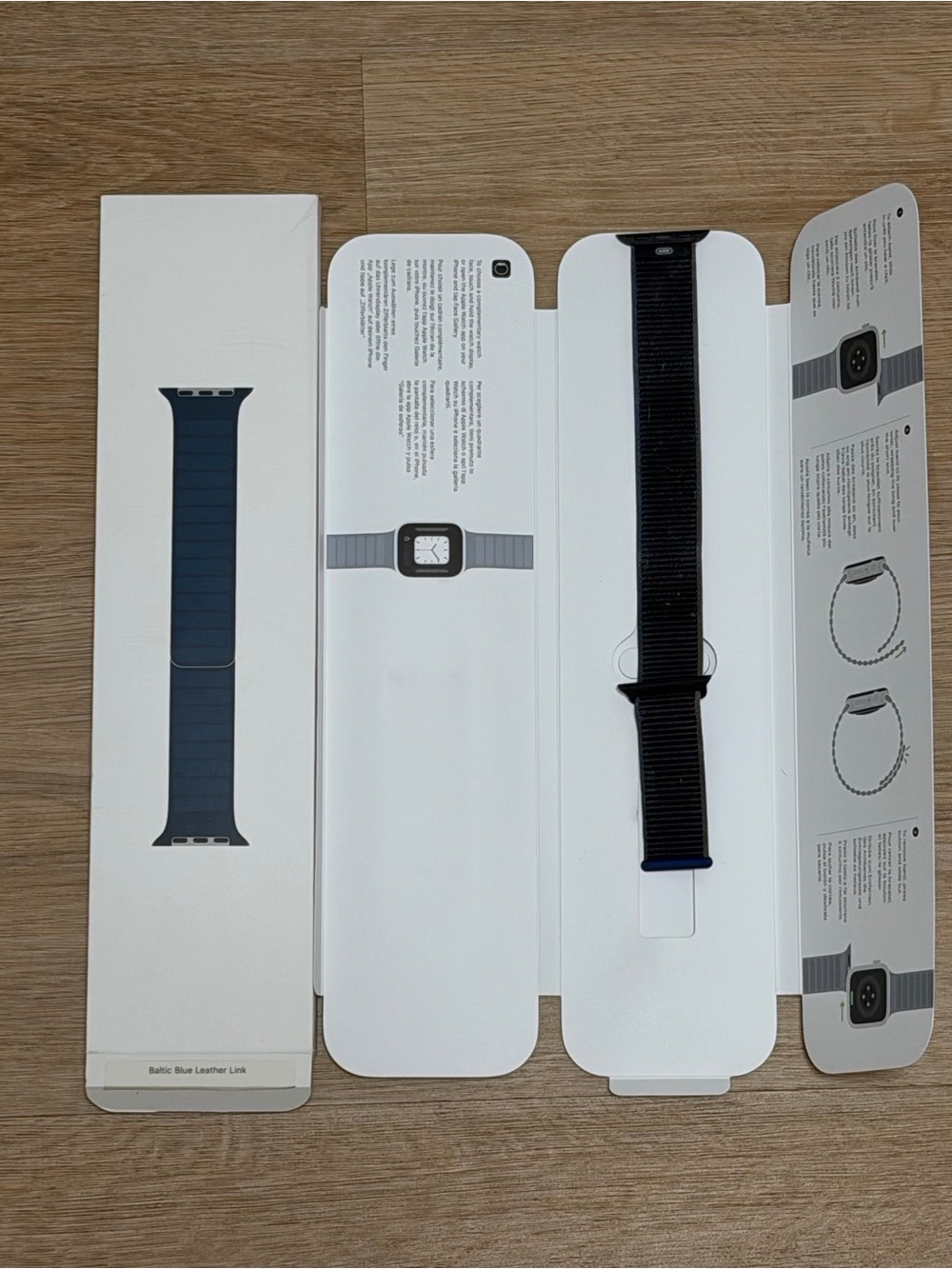Apple Watch Baltic Blue Leather Link Band – Black/Blue